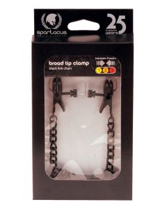 Spartacus Blackline Broad Tip Adjustable Nipple Clamps w/Chain - Black