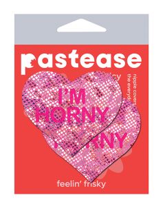 Pastease Premium I'm Horny Heart - Pink/Red O/S