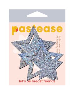 Pastease Premium Glitter Peek a Boob Stars - Silver O/S