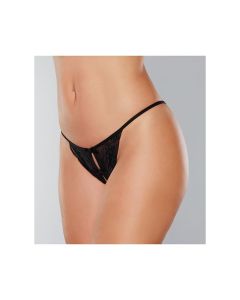 Adore Secrets Double Mini Bow Detail Open Back Lace Panty Black O/S