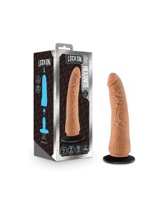 Blush Lock On 7.5" Hexanite Dildo w/Suction Cup Adapter - Mocha