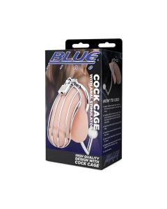 Blue Line Cock Cage w/Anal Stimulator - Silver