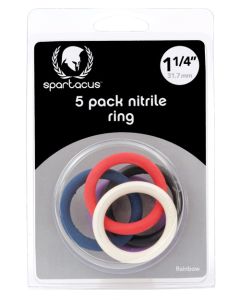 Spartacus 1.25" Nitrile Cock  Ring Set - Asst. Colors Pack of 5