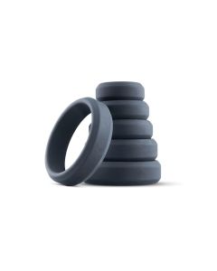 Boners 6 Pc Wide Cock Ring Set - Black