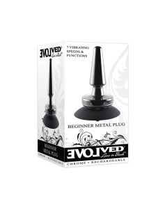 Evolved Beginner Vibrating Rechargeable Metal Plug - Black