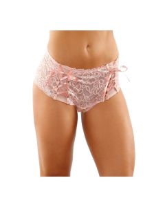 Bottoms Up Magnolia Stretch Lace Crotchless Panty w/Ribbon Lace Up Front