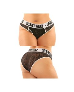 Vibes Buddy Fuck Off Lace Boy Brief & Lace Thong Black QN