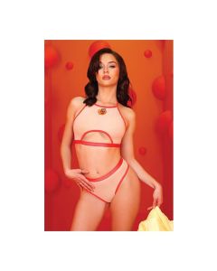 Just Peachy Cut Out Halter Top & Cheeky Panty Nude
