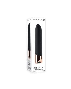 Gender X The Gold Standard Rechargeable Silicone Bullet - Black/Rose Gold