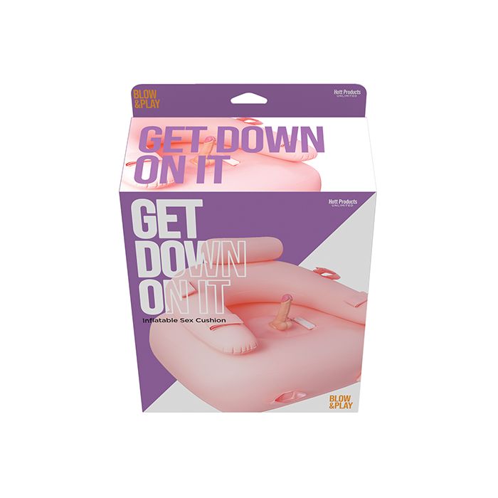 Get Down On It Inflatable Cushion w/Remote Controlled Dildo & Wrist/Leg Strap