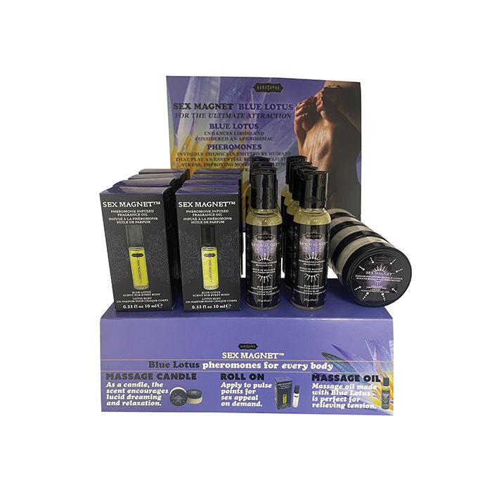 Kama Sutra Sex Magnet Blue Lotus Prepack w/Easel - Display of 20