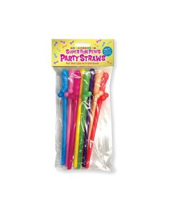 Super Fun Penis Multicolor Party Straws - Pack of 8