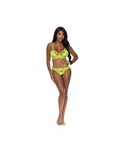 Strap-Tease Bra & Crotchless Panty Neon Yellow