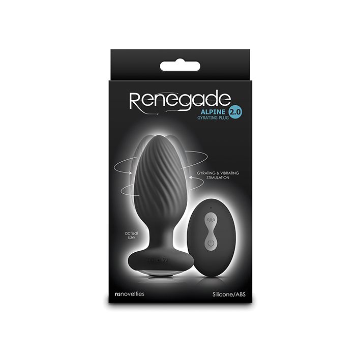 Renegade Alpine 2.0 Gyrating & Vibrating Butt Plug w/Remote - Black