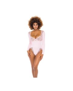 Maria Ribbed Knit & Lace Teddy Crystal Rose