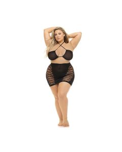 Pink Lipstick Hold on Tight Halter Bra & Skirt QN