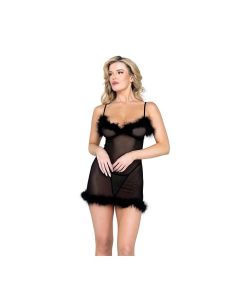 Afterhours Maribou & Mesh Chemise Black