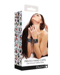 Shots Ouch Old School Tattoo Style Printed Hand Cuffs