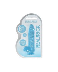 Shots RealRock Realistic Clear 6" Dildo w/Balls - Blue