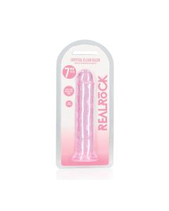 Shots RealRock Clear Straight Dildo w/Suction Cup - Pink