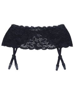 Stretch Lace Garter Belt w/Adjustable Garters Black O/S