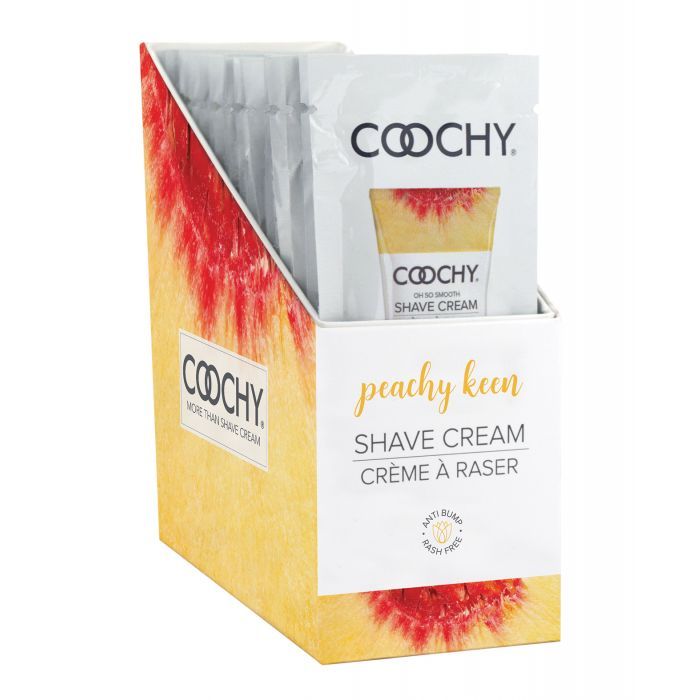 COOCHY Shave Cream - .5 oz Peachy Keen Foil Display of 24