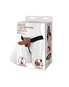 Lux Fetish 6" Rechargeable Strap On w/Balls - Ivory