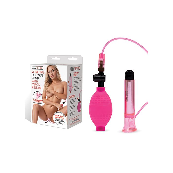 Lux Fetish Vibrating Clitoral Pump w/Quick Release - Pink
