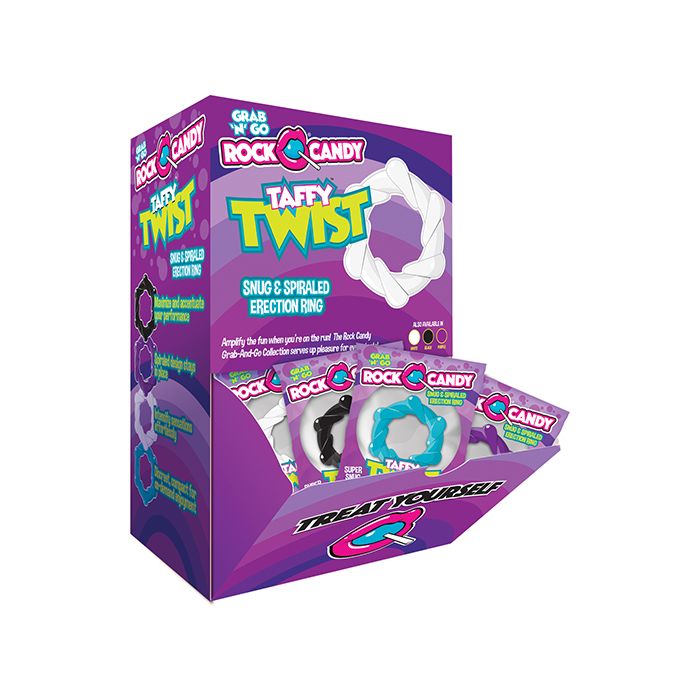 Rock Candy Taffy Twist Spiraled C-Ring - Asst. Colors Display of 24