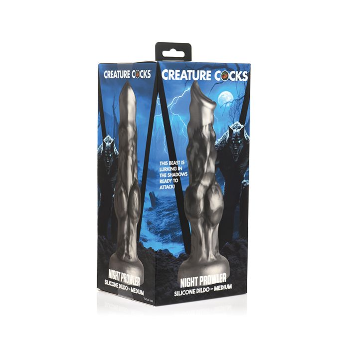 Creature Cocks Night Prowler Silicone Dildo - Medium Black/Silver